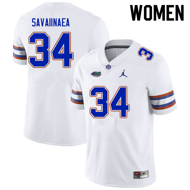Women #34 Andrew Savaiinaea Florida Gators College Football Jerseys Sale-White